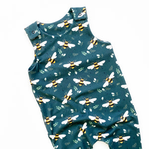 Teal bee romper