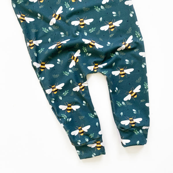Teal bee romper